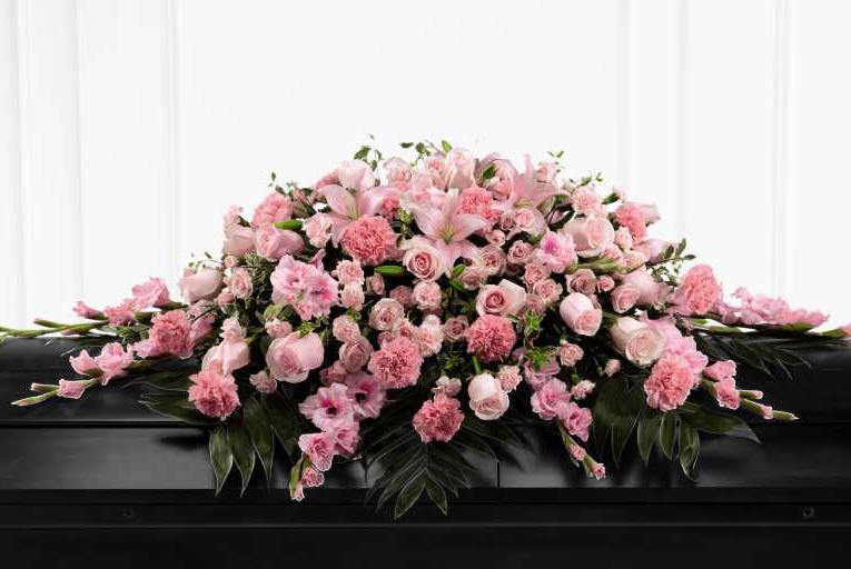 Large casket spray with pink flowers