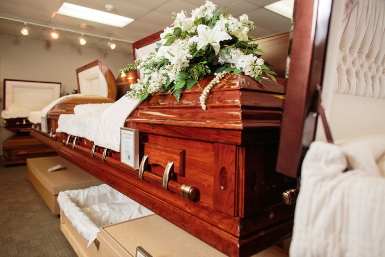 Casket Selections on site at Oliver's Funeral home, showroom of many caskets you can purchase