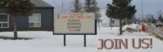 Salvation Army Community Church exterior of the building with a sign, located in Grande Prairie, ALberta
