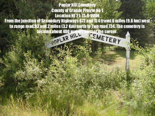 Poplar Hill Cemetery located in the county of Grande Prairie. No. 1