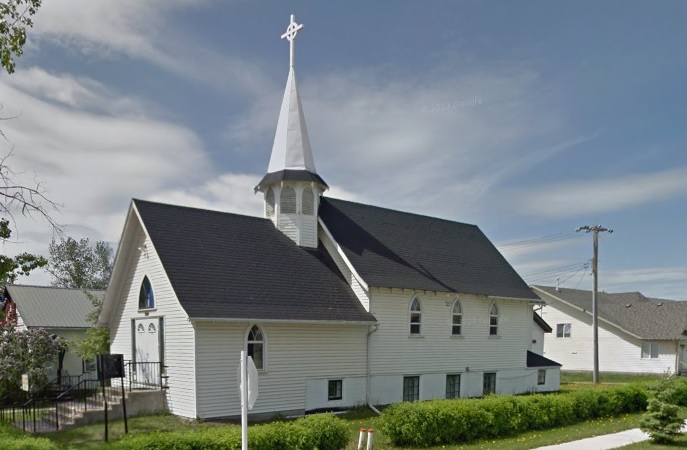 St. Lukes Anglican Church exterior of the building, located in Beaverlodge, Alberta