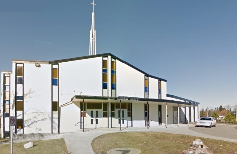 Faith Lutheran Church exterior of building, located in Grande Prairie, Alberta