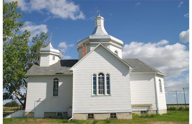 Holy Trinity Orthodox Church exterior of building, located in Spirit River, Alberta