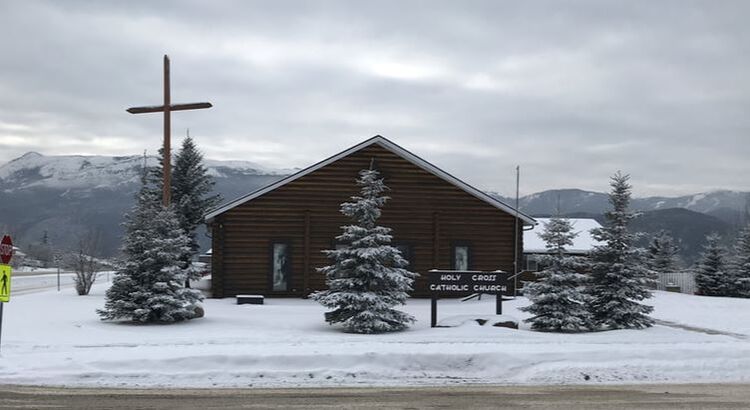 Holy Cross Catholic Church exterior of building, located in Grande Cache, Alberta