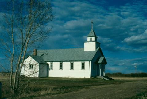 Our Lady of Perpetual Help Catholic Church exterior of building, located in Bezanson Alberta